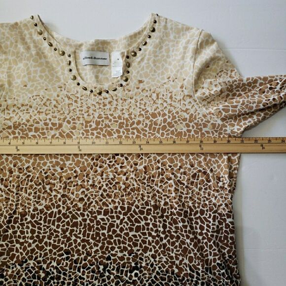 Alfred Dunner 3/4 Sleeve Animal Print Giraffe Blouse Cotton Stretch Women Size M - Picture 7 of 7